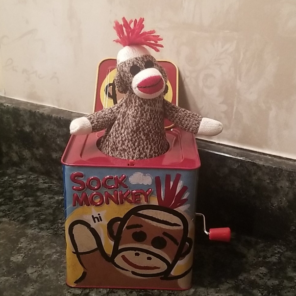 schylling sock monkey jack in the box